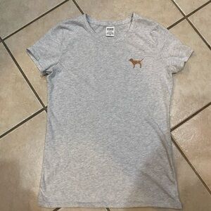 Victoria's Secret Gray T-Shirt with Brown Dog Accent